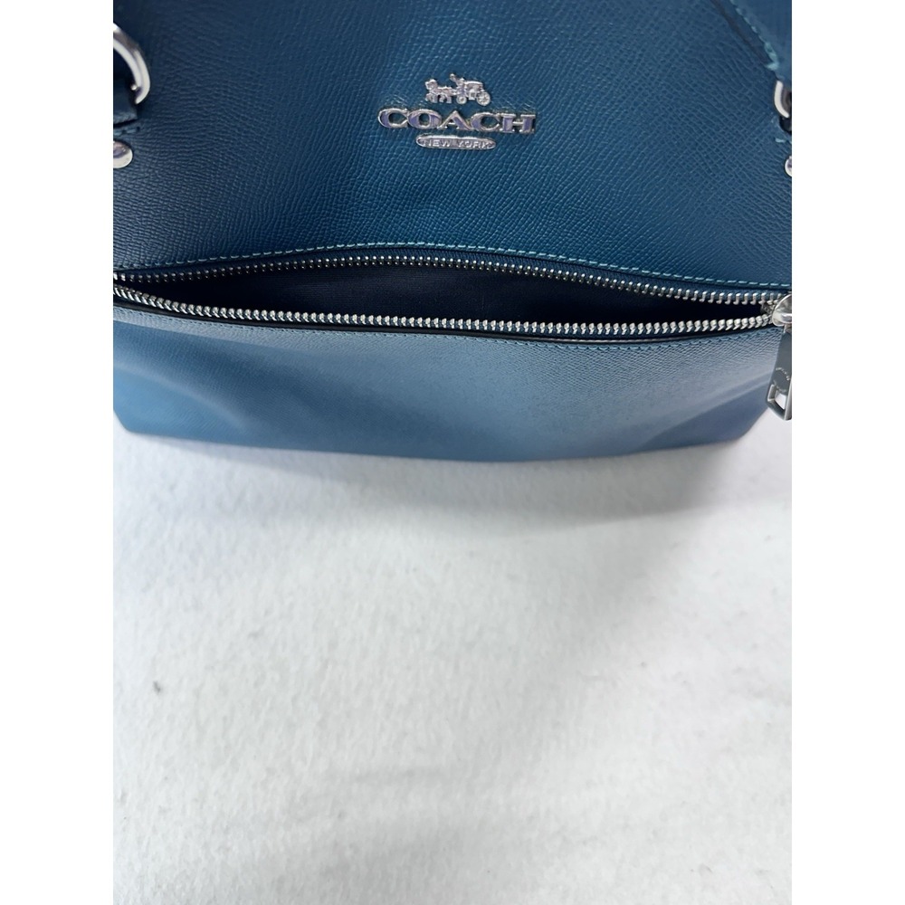 Coach Blue Leather Tote Bag - Classic Shoulder Handbag - Picture 10 of 11